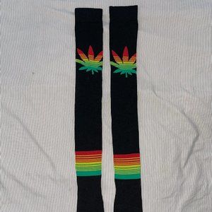 Rasta Thigh High Socks
